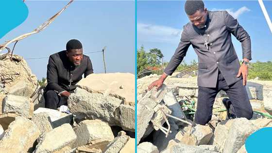 Ghanaian pastor breaks down as his church is totally demolished, vows to take action, details emerge