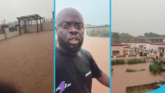 Kwadwo Sheldon's estate floods during Sunday's heavy rains, tours area on foot, videos