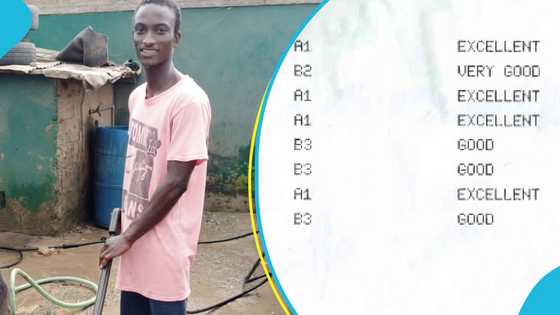 Brilliant but needy old student of Assin Manso SHS who got 4As in WASSCE becomes a car wash attendant: "I want to be a lawyer"