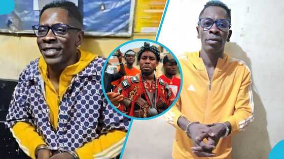 EOCO HQ: Traditional priest breaks schnapps after libation for Shatta Wale's release, video