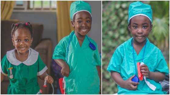 Ghanaian journo sparks reactions with adorable photos of girls dressed as nurse and surgeon for career day