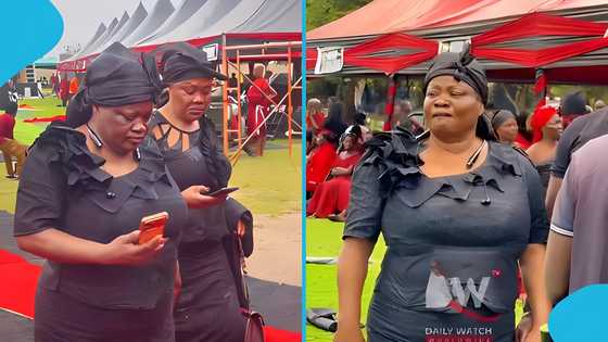 Teary Mercy Asiedu shares heartfelt tribute to the late Apostle Kwadwo Safo at funeral grounds, video emerges