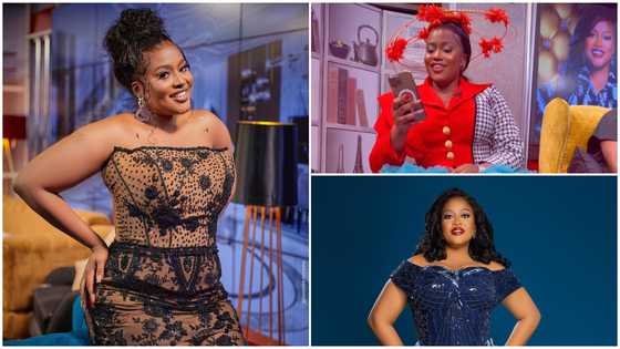 United Showbiz host MzGee looks gorgeous in a red blazer and ruffled tulle skirt for the Easter edition of the show
