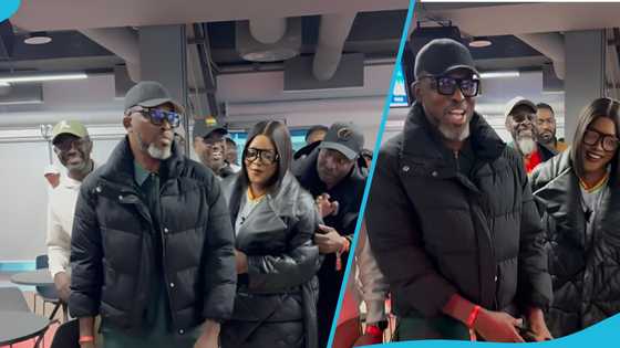 A Plus and Akosua Vee spotted in London to watch Ghana vs Nigeria, video sparks reactions