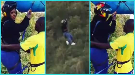 Jackie Appiah scared for her life as she goes on a zipline ride in video, prays for God to save her