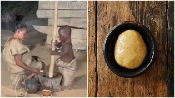 Video of diminutive man pounding fufu stirs rib-cracking reactions; netizen asks "where from this?"