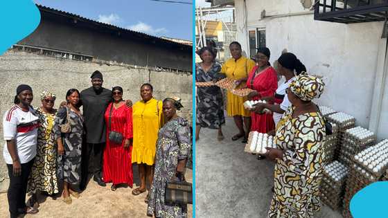 John Dumelo donates food items to school feeding caterers in his constituency