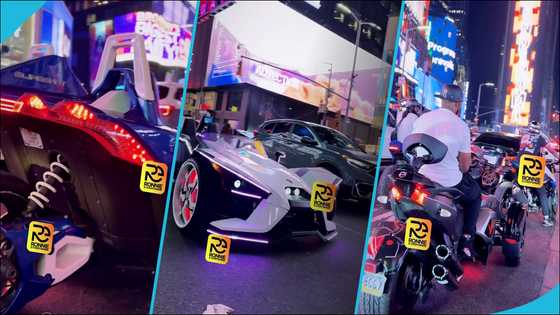 Ghanaian blogger Ronnie shares video of the luxury cars and bikes he saw at New York City: "City made in heaven"
