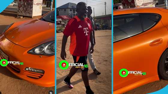 Samuel Osei Kuffuor flaunts expensive Porsche Panamera 4s at a football park