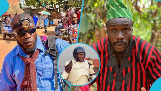 Ras Nene sparks laughter as he rocks a futuristic AI combat robot, peeps react: "Kumerica RoboCop"