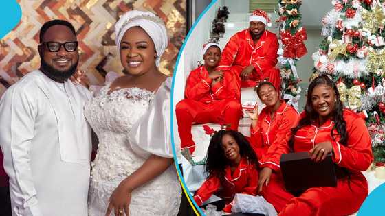 Tracey Boakye's family slay in matching red silk pyjamas for Xmas: "Perfect fmaily"