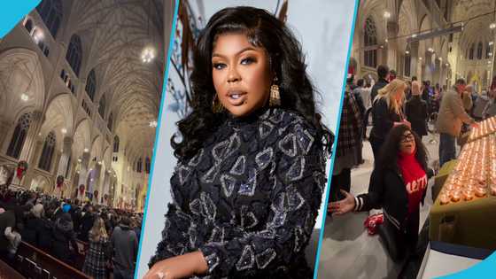 Afia Schwarzenegger prays for Ghana at St Patrick's Cathedral in the US, video sparks debate on social media