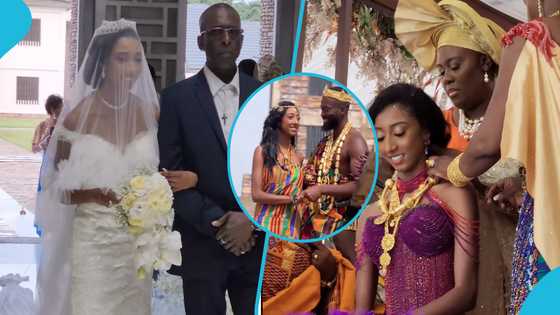 Ghanaians react as Omanye Royal Kingdom's Prince Alvin marries a gorgeous bride rocking an elegant kente gown; "This is so wrong"