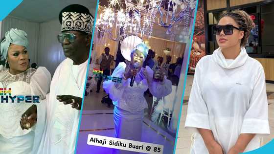 Nadia Buari's stepmom Muinatu Buari wows in white at Alhaji Sidiku Buari’s 85th birthday party