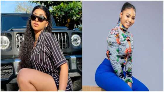 Regina Daniels shows off 6 expensive black cars on her compound; declares black is her favourite in new video