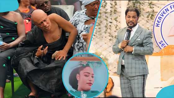 Precious Afia Donkor’s father moves many to tears as he weeps uncontrollably at her funeral, video