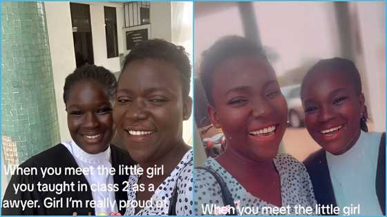 Ghanaian teacher rejoices as she meets former student who is now a lawyer: "I taught her in class 2"