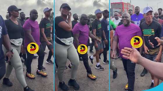 Julius Debrah's wife Victoria steals the spotlight at a health walk in Madina