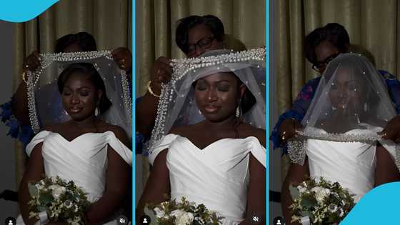 Ghanaian mum gets emotional as she prays for her stepdaughter on her wedding day in video