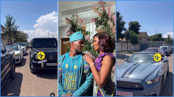 Agyemang Badu stuns Ghanaians with huge fleet of luxury cars at his wedding