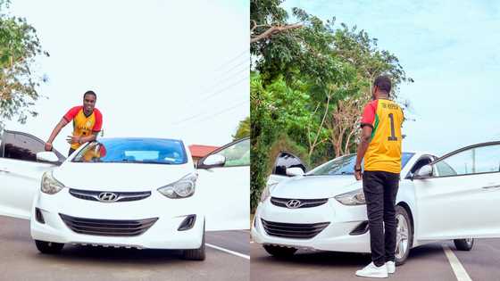 This is just the beginning - Celebrity blogger GH Hyper celebrates after buying his first car; Fella Tracey Boakye react to photos