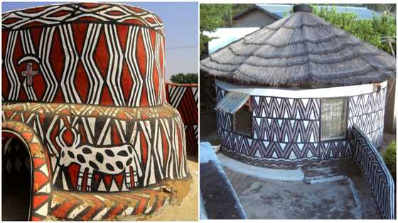Beautifully painted mud houses decorated by women in Ghana