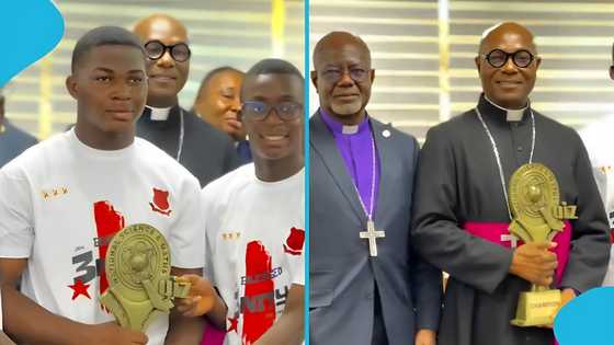 NSMQ 2024: Mfantsipim School presents trophy to presiding Methodist Bishop