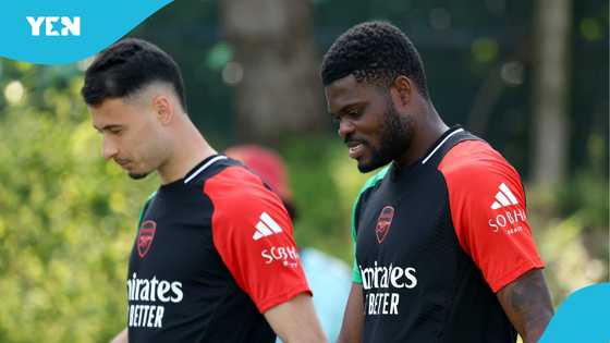 Partey all smiles despite suspension as Arsenal gear up for PSG showdown