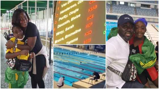 Mercy Johnson’s daughter Purity represents school in swimming competition in Dubai, actress sheds tears of joy