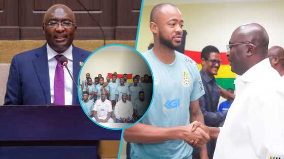 Black Stars: Bawumia visits team ahead of CAR fixture, fans criticise players' seating arangement