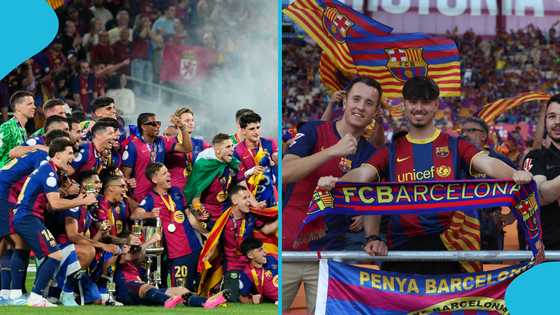 Young Ghanaian man gives thanks offering in church after Barcelona's win over Real Madrid