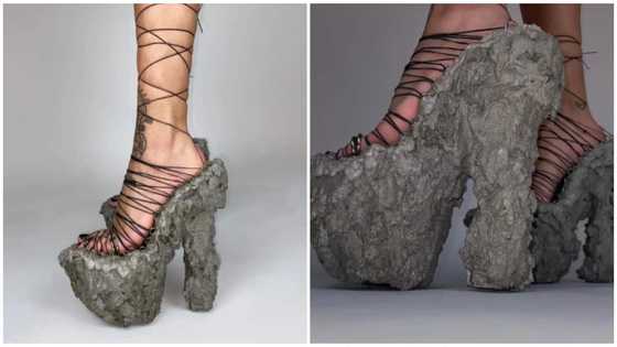 Heelarious: Many reacts as lady shares photos of shoes made of concrete