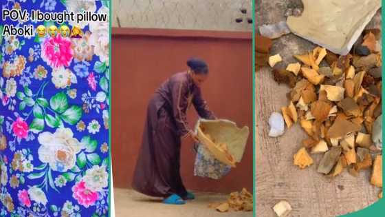 "I was having bad dreams": Lady weeps after checking inside GH¢12 pillow she bought from 'aboki'