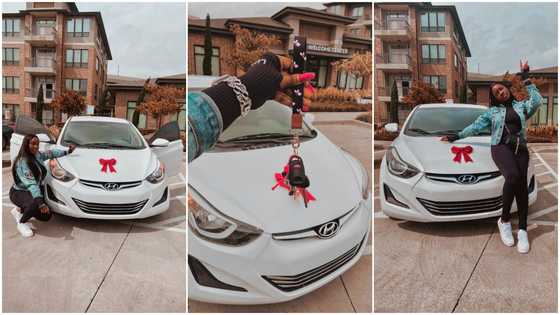 Young lady buys expensive white car to mark 24th birthday, sparks reactions
