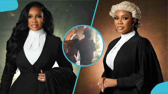 Serwaa Amihere's father makes first public appearance at his daughter's graduation dinner party, video