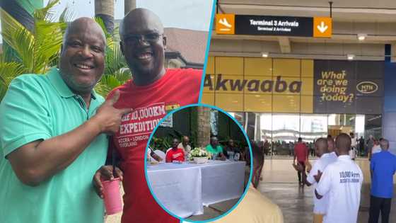 Kwame Sefa Kayi chills with Accra to London by road team at return party after members arrive in Ghana