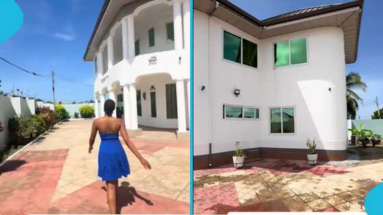 Girl returns from abroad, rejoices after dad builds huge mansion with her money