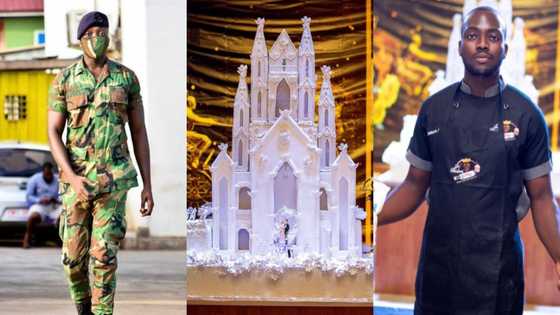 Talented soldier makes Ghana's 1st giant castle cake which lights up in the dark for wedding