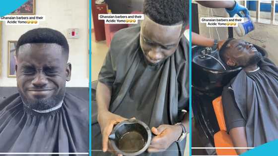 Code Micky visits barbershop, laments as barber uses powerful dye on him