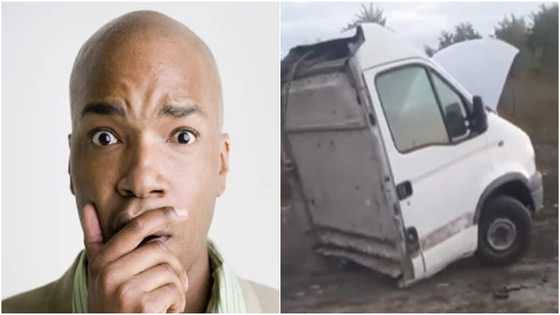 No be juju be that? Massive reactions as bus moves on 2 tyres and half body in video