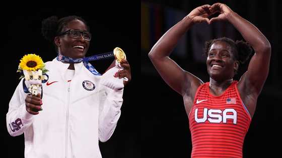 Lady with Ghanaian roots becomes 1st Black woman to win gold medal in wrestling