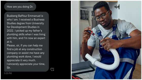 "Help me get job" - UDS graduate who pursued Business Administration in school seeks plumbing job