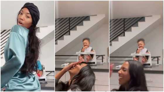 Little baby laughs hard as mum tries to twerk for the gram; video drops