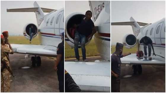 Boy who desperately wants to relocate abroad hides inside aeroplane's engine in video, police catch him