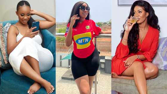 Serwaa Amihere flaunts beauty in Kotoko jersey ahead of Hearts Of Oak match; Fans react