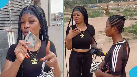 Nigerian girl in Ghana makes a street hawker's day after dashing her money