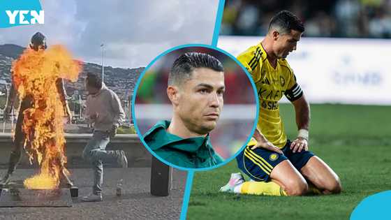 "Disrespectful": Fans outraged as hooligan sets Ronaldo’s statue on fire (video)