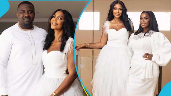 John Dumelo's gorgeous wife looks breathtaking in a white corseted gown for a family photoshoot