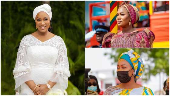 Samira Bawumia looks ethereal in a pink kente dress for the Independence day parade