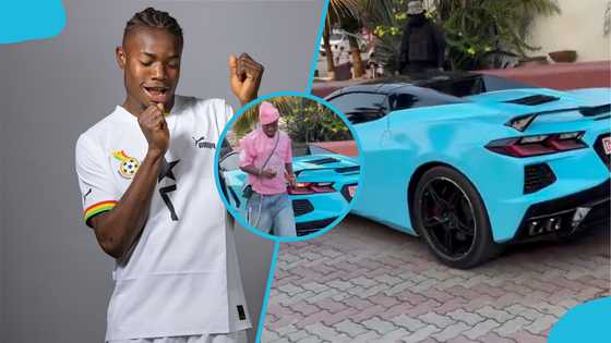 Black Stars player flaunts GHS1.2m Corvette at Tidal Rave after Kirin Cup absence (Video)